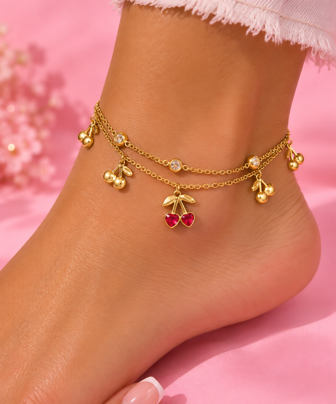 CHAINE DE CHEVILLE CERISE